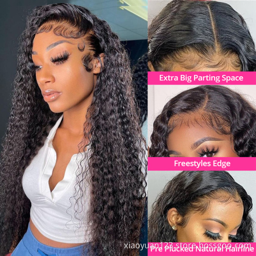 Mayqueen Bulk Wholesale10A Brazilian Hair Kinky Curly Wigs Natural Human Hair hd Transparent 360 Full Lace Front Wigs for Women